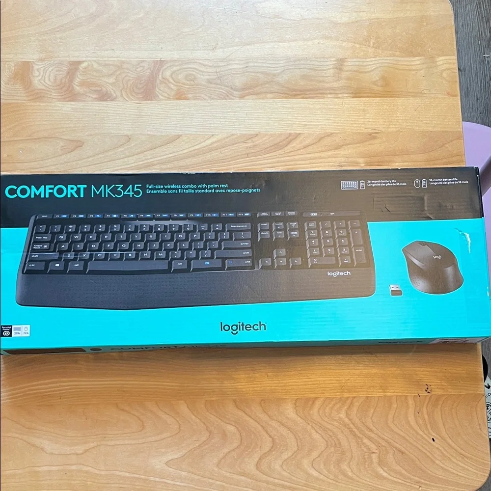 Logitech MK345 Wireless Keyboard and Mouse Set - Black and Teal - Picture 1 of 4